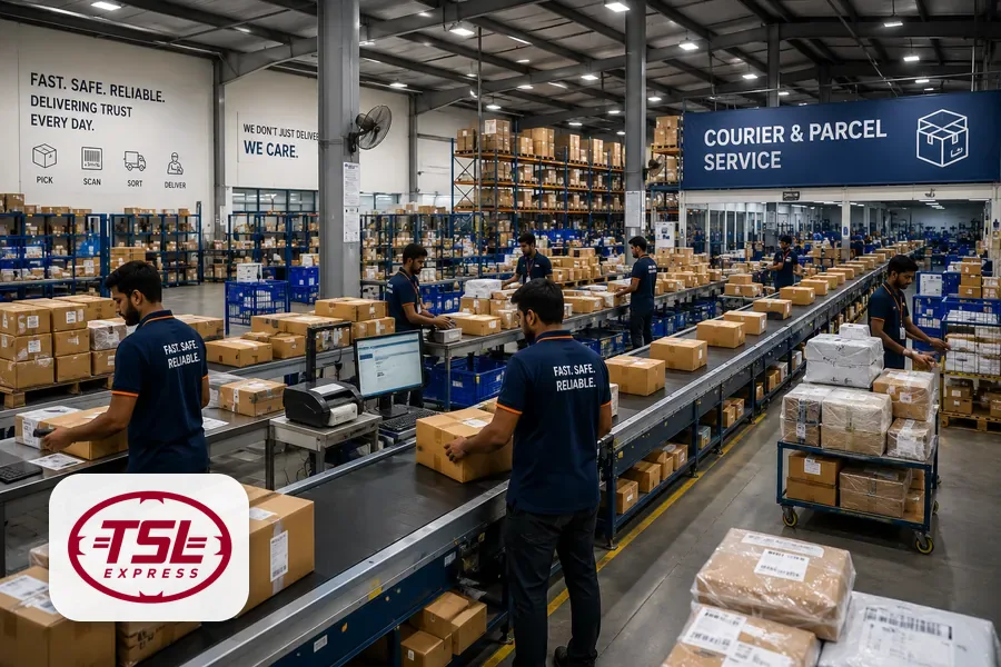 Cargo and parcels in warehouse