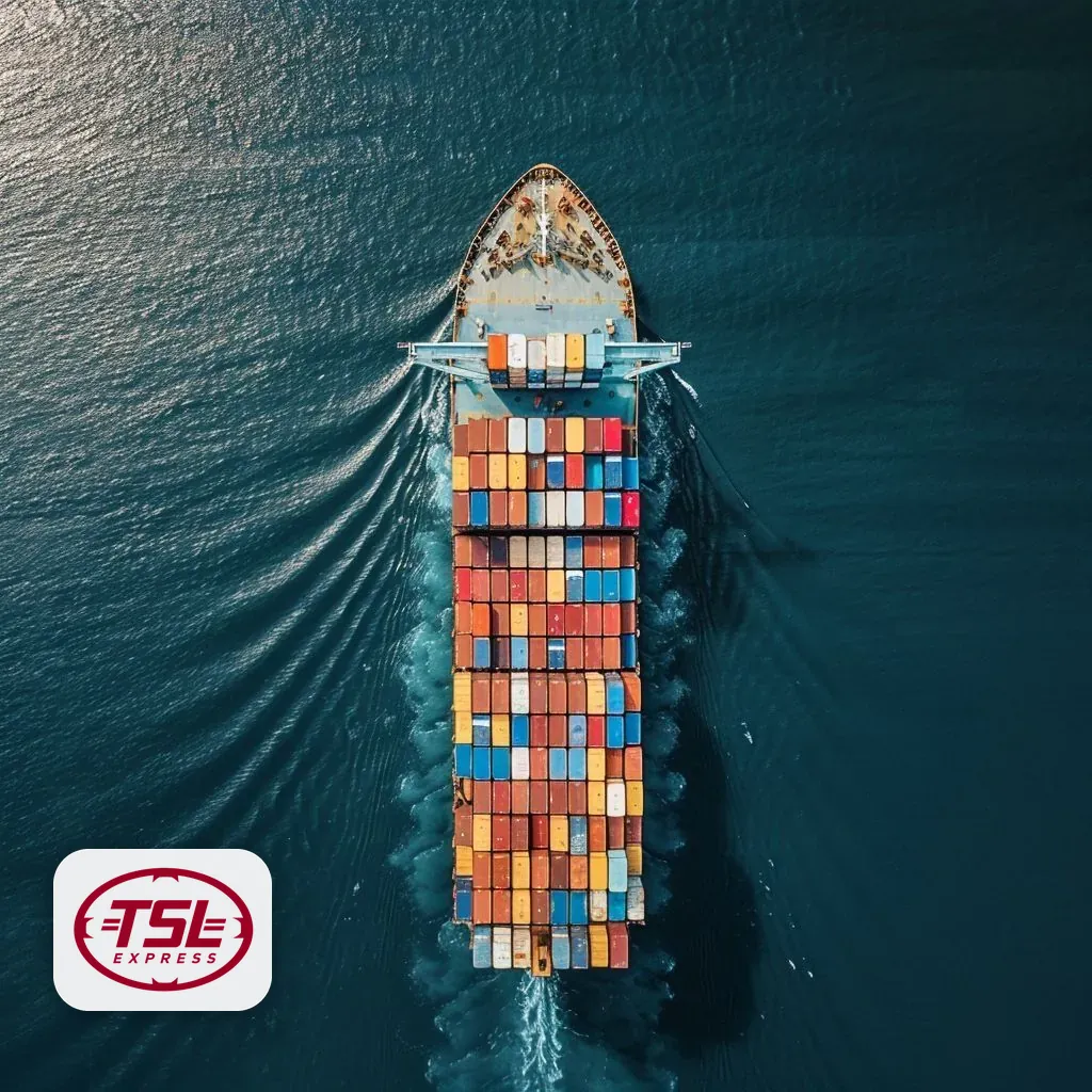 Container ship at port